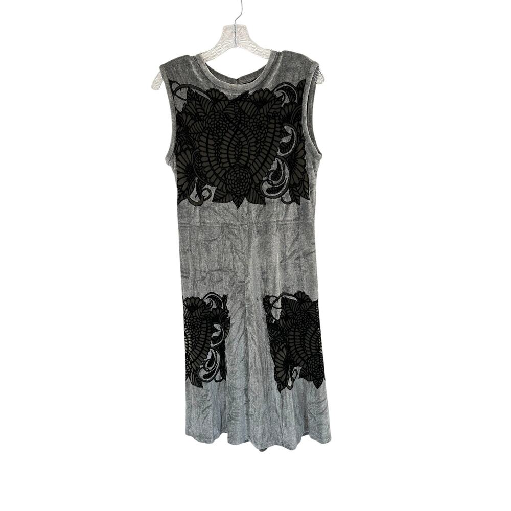 Yigal Azroul Gray Black Dressy Emo Goth‎ Vamp Velvet Sleeveless Dress Size 10